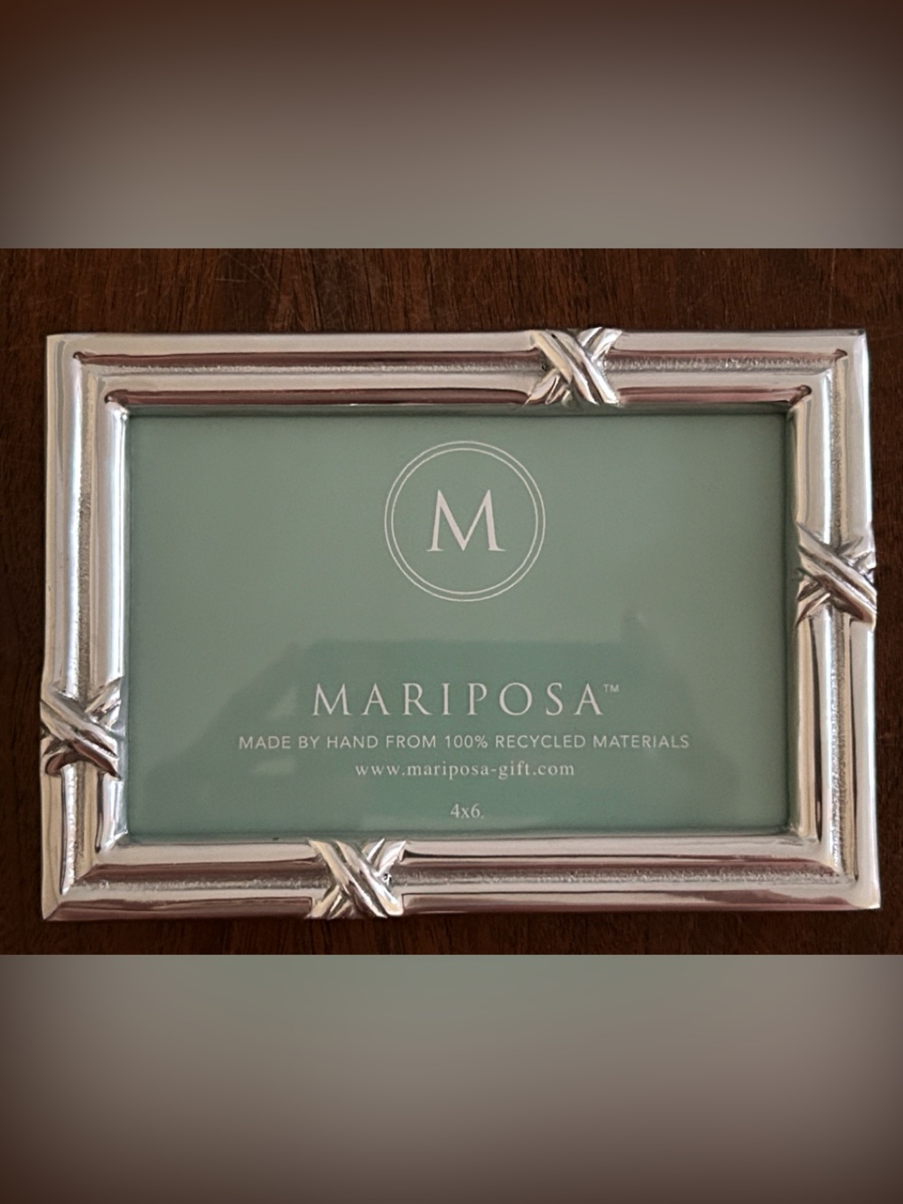Mariposa Criss Cross Silver Picture Frame Never Used $86 100% Recycled Aluminum